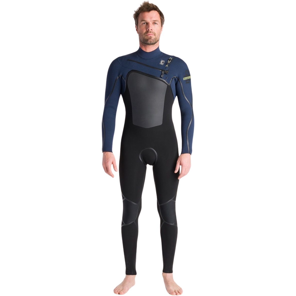 2025 C-Skins Mens NuWave Wired 5/4mm Chest Zip Wetsuit C-NWI54MCZ - Black / Bluestone x / Cool Green